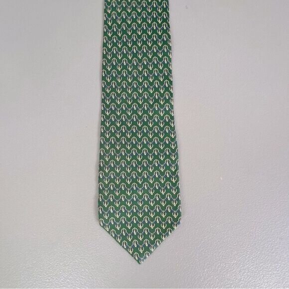 FENDI MENS SILK TIE GREEN WITH DESIGN - Picture 1 of 4